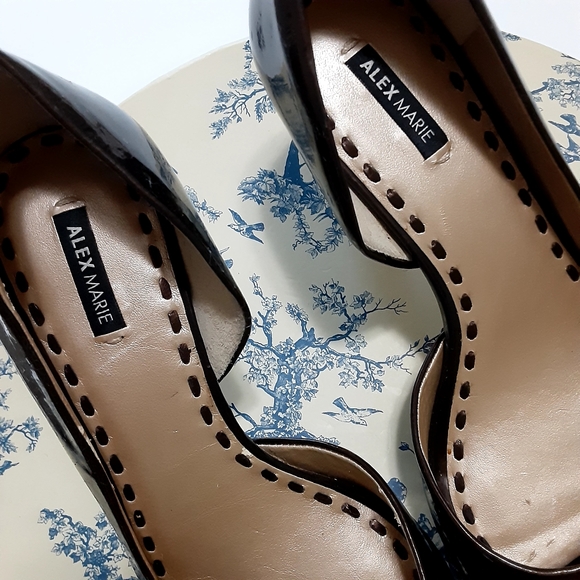 ALEX MARIE Brown Patent Open Toe Heels 7 1/2 M - Picture 2 of 10
